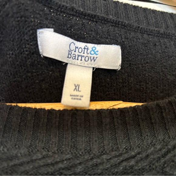 Black Textured Sweater with Button Detail - Picture 3 of 3